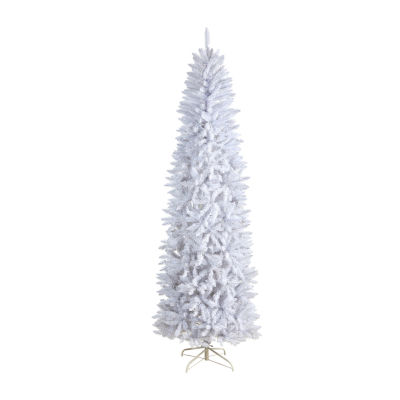 Nearly Natural Slim White Faux Fir Christmas Tree