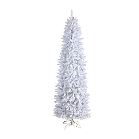 Nearly Natural Slim White Faux Fir Christmas Tree, One Size, White