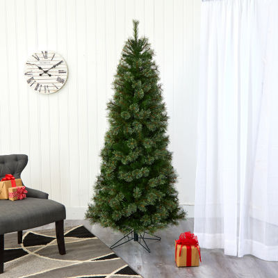 Nearly Natural Cashmere Slim Faux 6 1/2 Foot Pine Christmas Tree