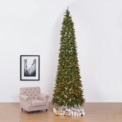 Nearly Natural Faux Slim 12 Foot Pre-Lit Pine Christmas Tree