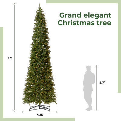 Nearly Natural Faux Slim 12 Foot Pre-Lit Pine Christmas Tree