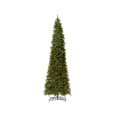 Nearly Natural Faux Slim 12 Foot Pre-Lit Pine Christmas Tree