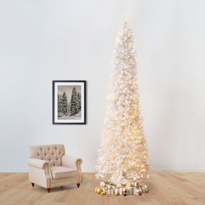 Nearly Natural Slim Faux 12 Foot Pre-Lit Fir Christmas Tree