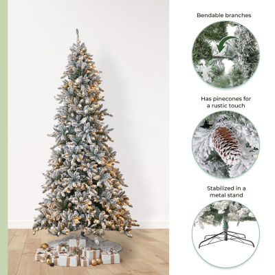 Nearly Natural Faux Pre-Lit Flocked Fir Christmas Tree