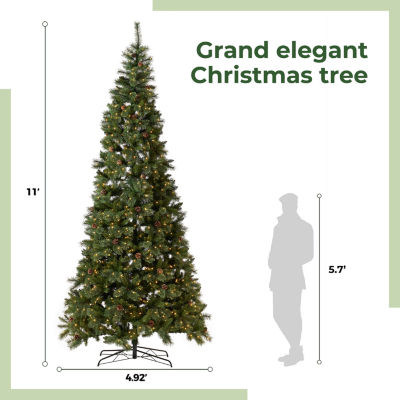 Nearly Natural Faux 11 Foot Pre-Lit Pine Christmas Tree