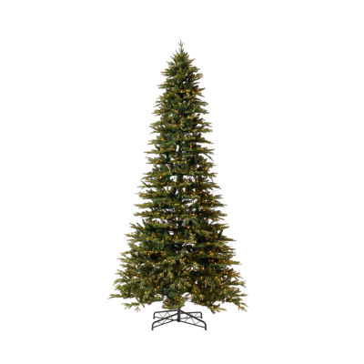 Nearly Natural Look Faux PreLit Fir Christmas Tree, Color Green
