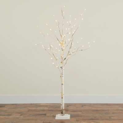 Nearly Natural Faux Pre-Lit Birch Christmas Tree