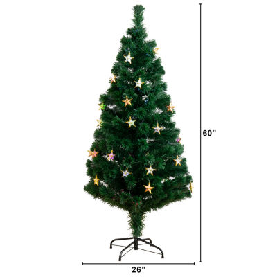 Nearly Natural Fiber Optic Faux 5 Foot Pre-Lit Pine Christmas Tree