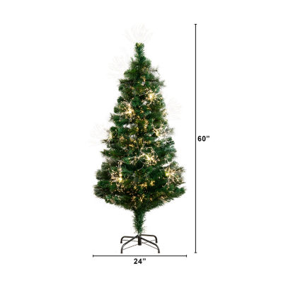 Nearly Natural Fiber Optic Faux 5 Foot Pre-Lit Pine Christmas Tree