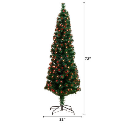 Nearly Natural Fiber Optic Faux 6 Foot Pre-Lit Pine Christmas Tree