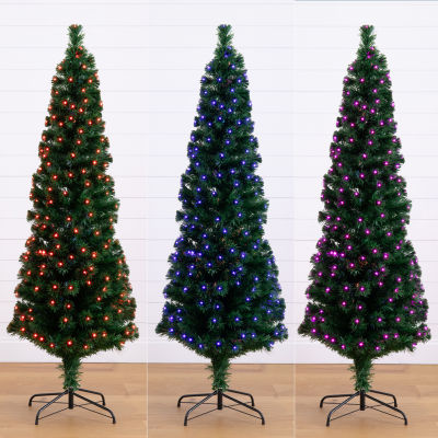 Nearly Natural Fiber Optic Faux 6 Foot Pre-Lit Pine Christmas Tree