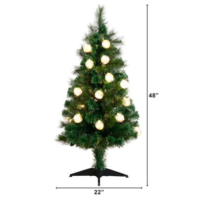 Nearly Natural Fiber Optic Faux 4 Foot Pre-Lit Pine Christmas Tree