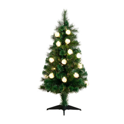 Nearly Natural Fiber Optic Faux 4 Foot Pre-Lit Pine Christmas Tree