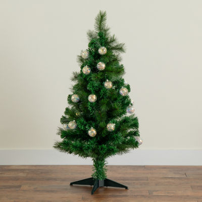 Nearly Natural Fiber Optic Faux 4 Foot Pre-Lit Pine Christmas Tree