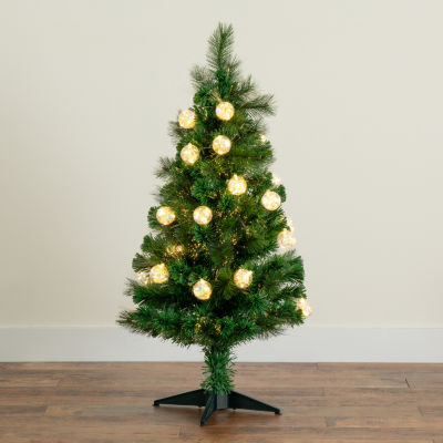 Nearly Natural Fiber Optic Faux 4 Foot Pre-Lit Pine Christmas Tree