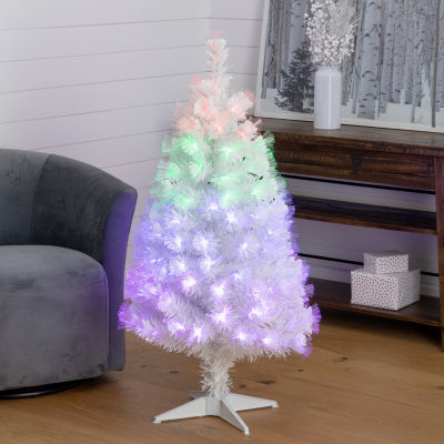 Nearly Natural Fiber Optic Faux 4 Foot Pre-Lit Pine Christmas Tree