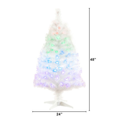 Nearly Natural Fiber Optic Faux 4 Foot Pre-Lit Pine Christmas Tree