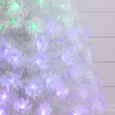 Nearly Natural Fiber Optic Faux 4 Foot Pre-Lit Pine Christmas Tree