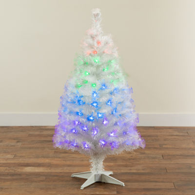 Nearly Natural Fiber Optic Faux 4 Foot Pre-Lit Pine Christmas Tree