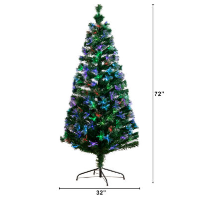 Nearly Natural Fiber Optic Faux 6 Foot Pre-Lit Pine Christmas Tree