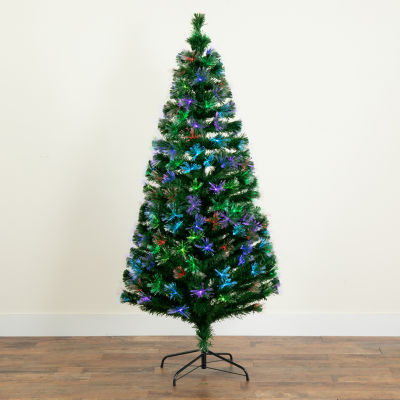 Nearly Natural Fiber Optic Faux 6 Foot Pre-Lit Pine Christmas Tree