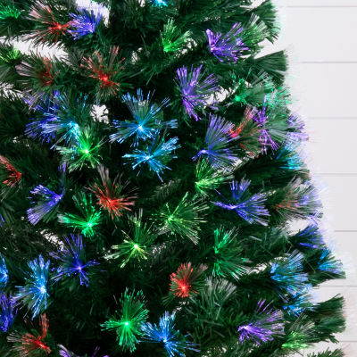 Nearly Natural Fiber Optic Faux 6 Foot Pre-Lit Pine Christmas Tree