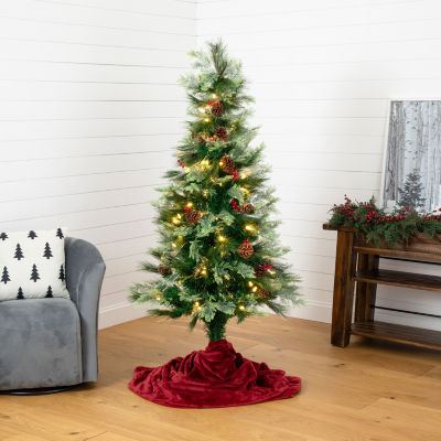 Nearly Natural Fiber Optic Faux 6 Foot Pre-Lit Pine Christmas Tree