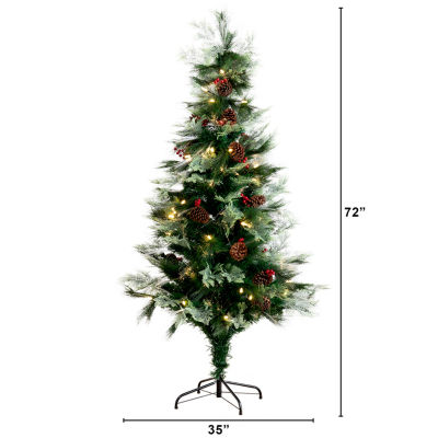 Nearly Natural Fiber Optic Faux 6 Foot Pre-Lit Pine Christmas Tree