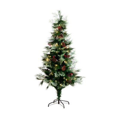 Nearly Natural Fiber Optic Faux 6 Foot Pre-Lit Pine Christmas Tree