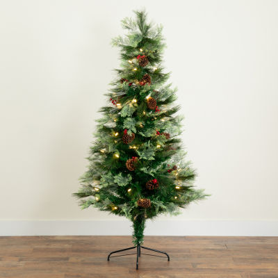 Nearly Natural Fiber Optic Faux 6 Foot Pre-Lit Pine Christmas Tree