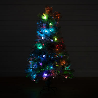 Nearly Natural Fiber Optic Faux 5 Foot Pre-Lit Flocked Pine Christmas Tree