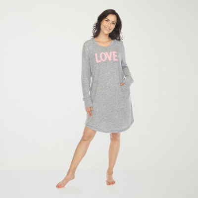 White Mark Womens Long Sleeve Round Neck Nightshirt