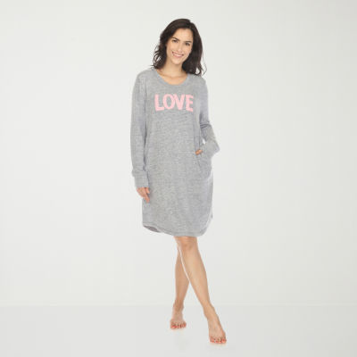 White Mark Womens Long Sleeve Round Neck Nightshirt