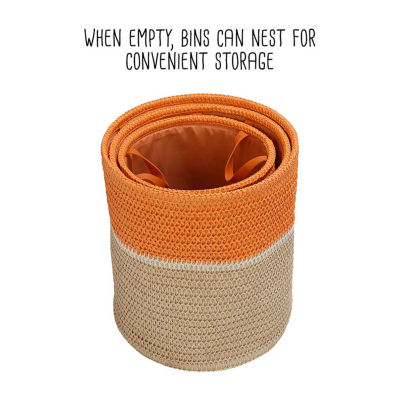 Honey-Can-Do Orange And Natural Paper Straw 3-pc. Round Baskets