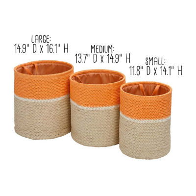 Honey-Can-Do Orange And Natural Paper Straw 3-pc. Round Baskets