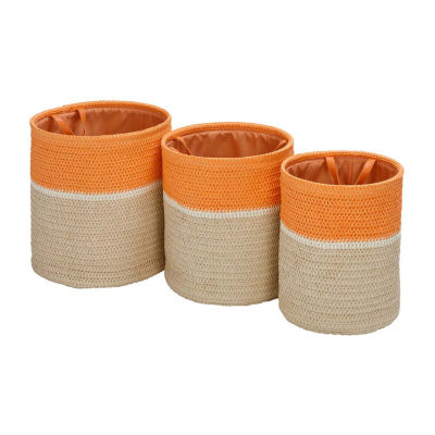 Honey-Can-Do Orange And Natural Paper Straw 3-pc. Round Baskets