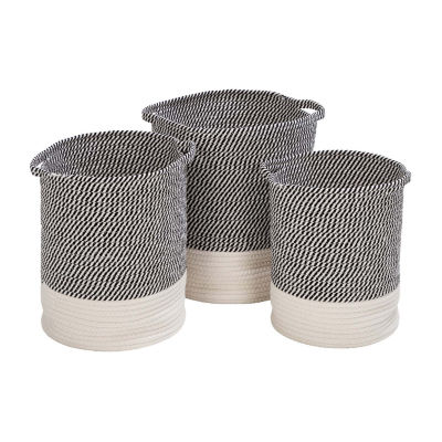 Honey-Can-Do Gray And White Cotton Rope 3-pc. Round Baskets