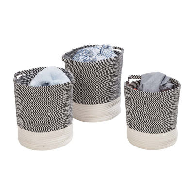 Honey-Can-Do Gray And White Cotton Rope 3-pc. Round Baskets