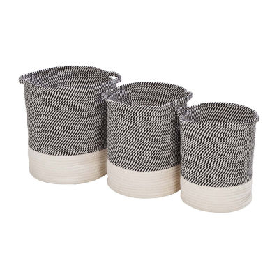 Honey-Can-Do Gray And White Cotton Rope 3-pc. Round Baskets