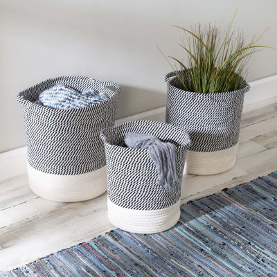 Honey-Can-Do Gray And White Cotton Rope 3-pc. Round Baskets