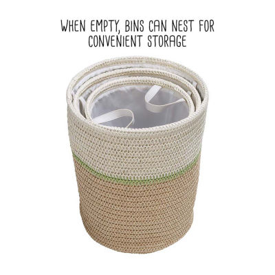 Honey-Can-Do Green And Natural Paper Straw 3-pc. Round Baskets