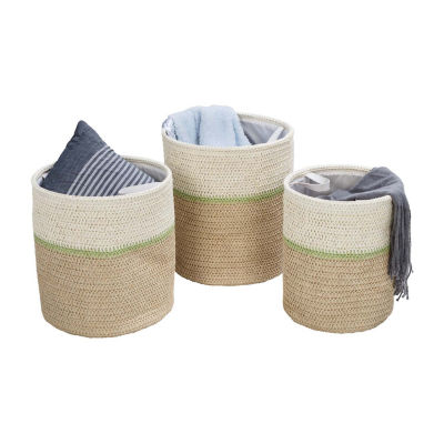 Honey-Can-Do Green And Natural Paper Straw 3-pc. Round Baskets