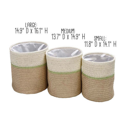 Honey-Can-Do Green And Natural Paper Straw 3-pc. Round Baskets