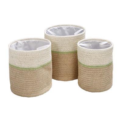 Honey-Can-Do Green And Natural Paper Straw 3-pc. Round Baskets