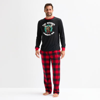 North Pole Trading Co. Moose Buffalo Mens Crew Neck Long Sleeve 2-pc. Matching Family Tall Pajama Sets
