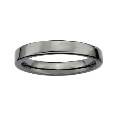 Personally Stackable Black Sterling Silver Square-Edge Ring