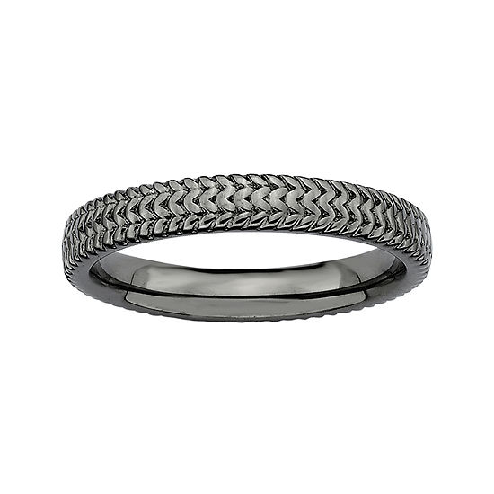 Personally Stackable Black Sterling Silver 3.25mm Braid Ring