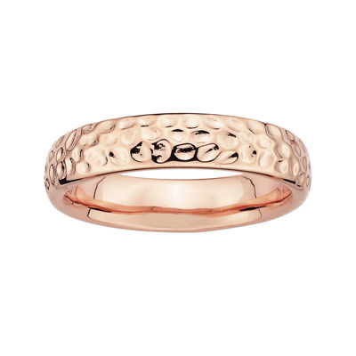 Personally Stackable 18K Rose Gold Over Sterling Silver Pebbled Ring