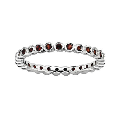 Personally Stackable Genuine Garnet Sterling Silver Ring