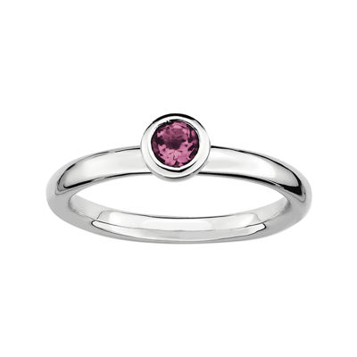 Personally Stackable 4mm Round Genuine Pink Tourmaline Ring - JCPenney